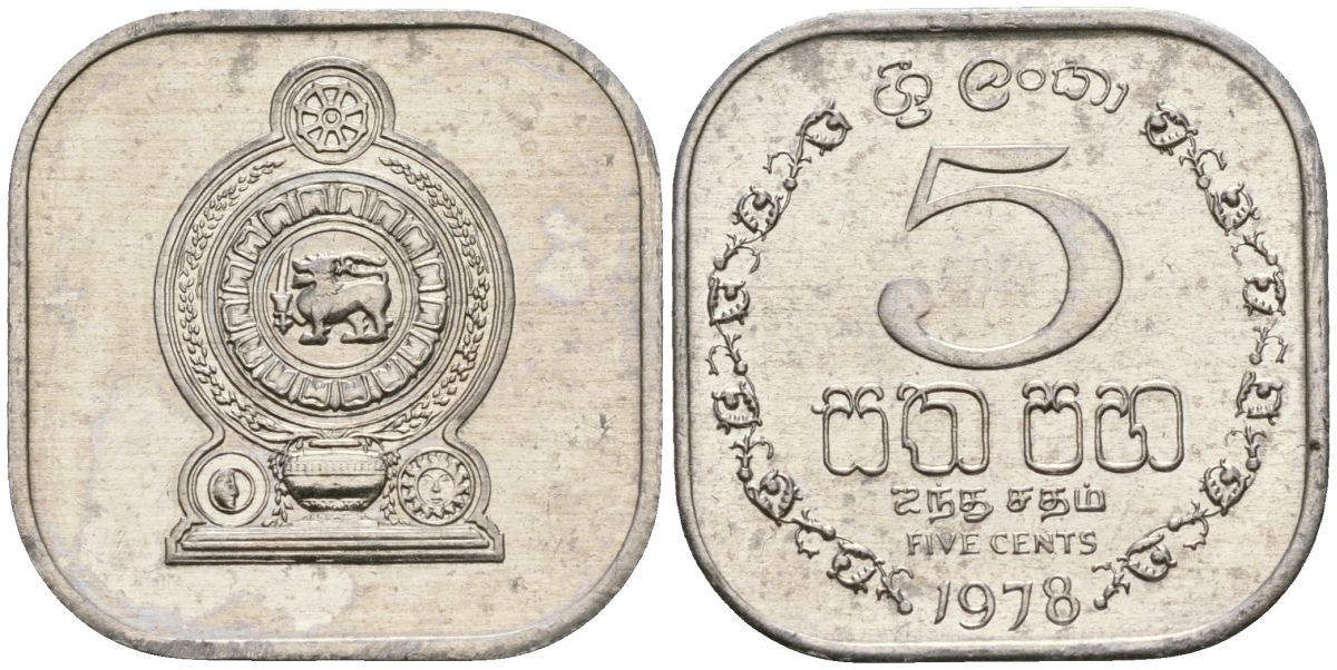Шри-Ланка 5 центов 1978 KM 139a алюминий 4136-714