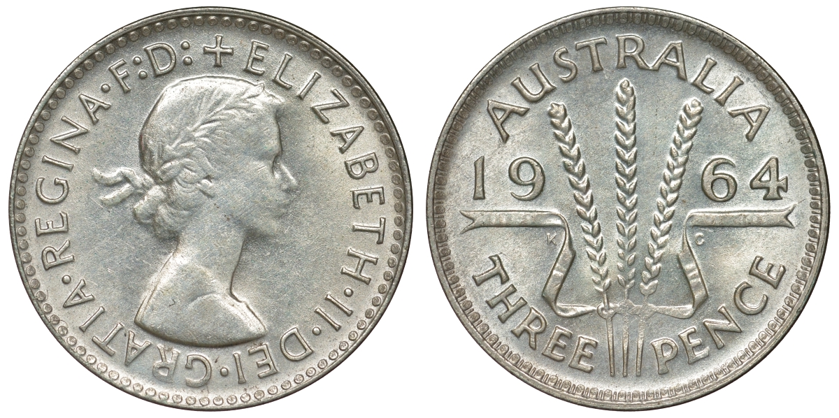 Австралия 3 пенса 1964 Елизавета II (1952-2022) KM 57 серебро 71-952