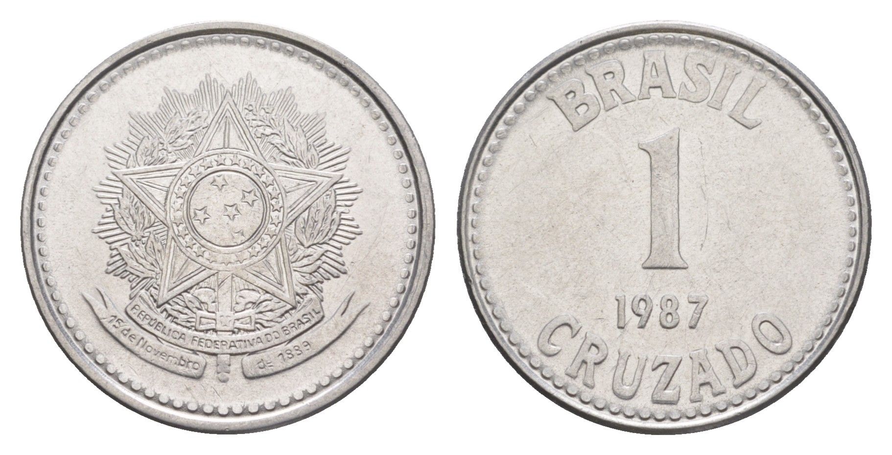 Бразилия 1 крузадо 1987 KM 605 нержавеющая сталь UNC 4642-1244