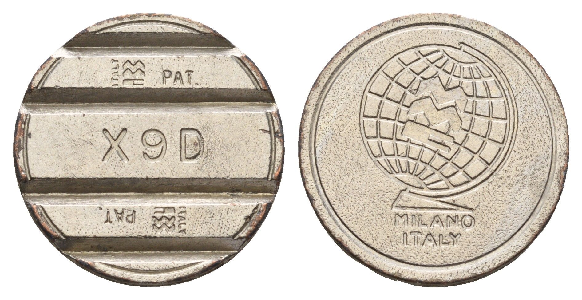 Италия, Милан жетон для автомойки диаметр 24 мм, вес 5,1 гр никель 4670-732