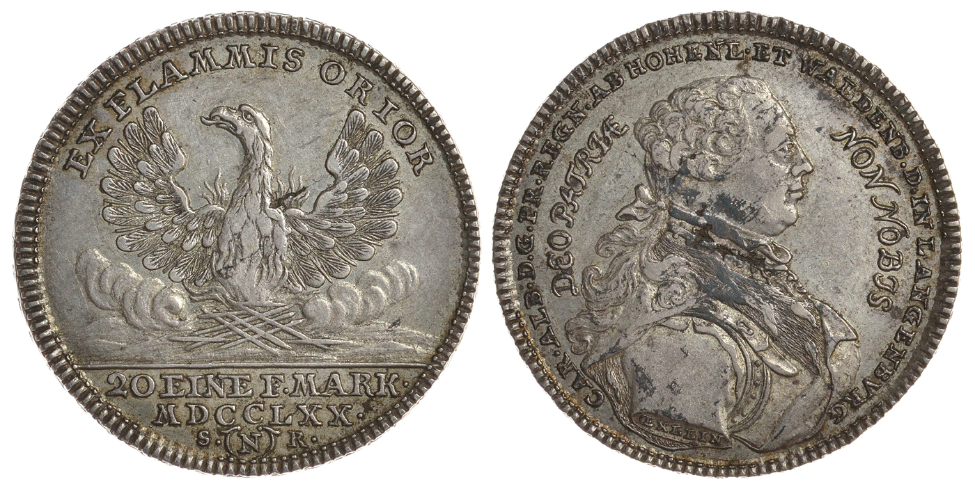 Гогенлоэ 1/2 талера 1770 Карл (1750-1793) Albrecht 294 серебро 10-009-70