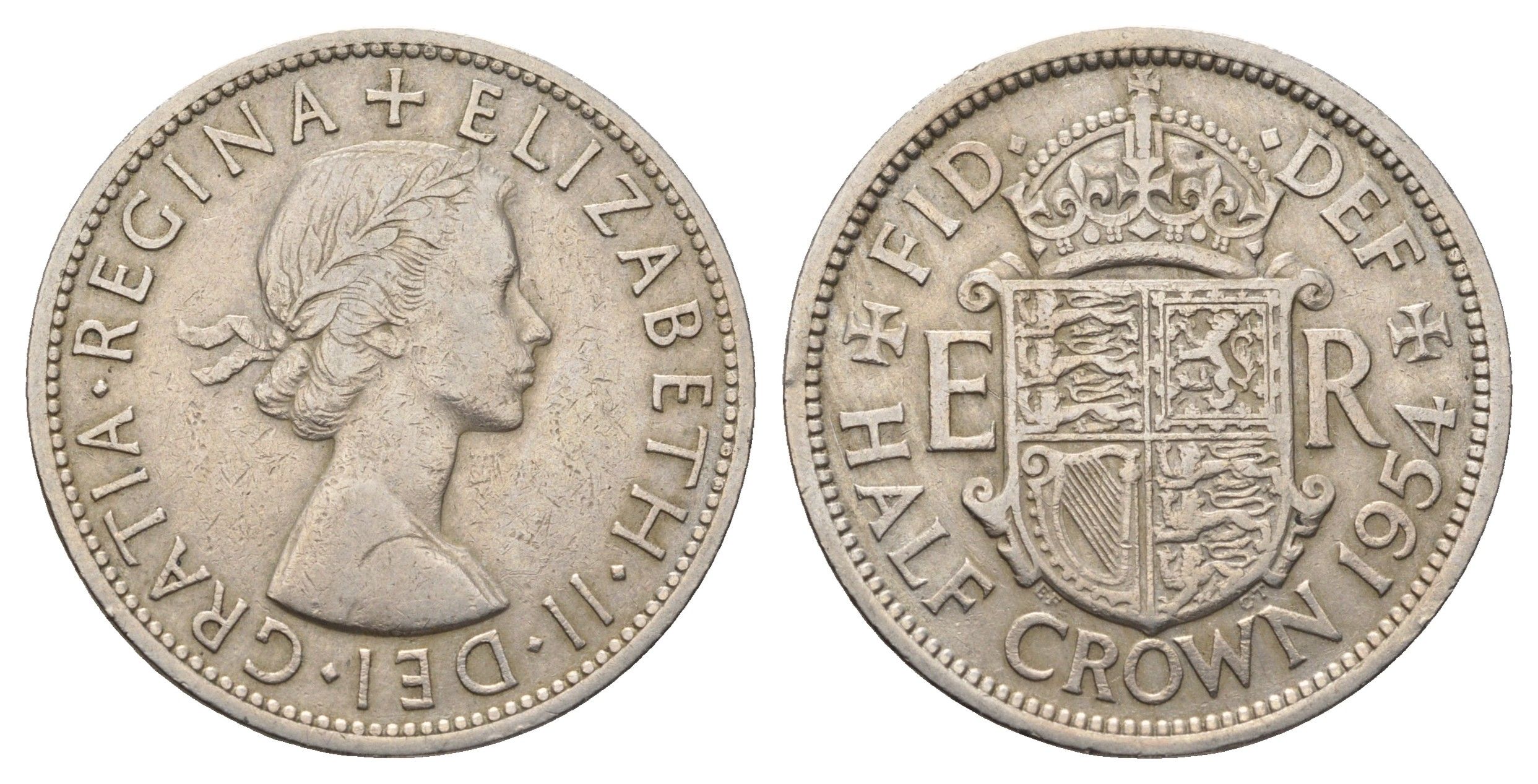 Великобритания 1/2 кроны 1954 Елизавета II (1952-2022) KM 907, Spink 4145 медно-никель 4692-433