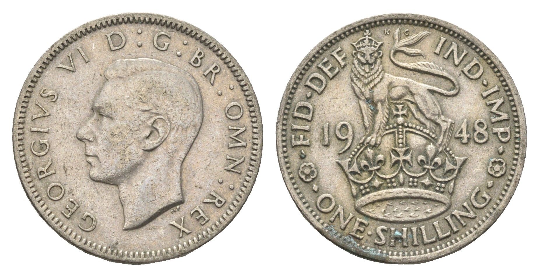 Великобритания 1 шиллинг 1948 Георг VI (1936-1952), Английский герб KM 863, Spink 4105 медно-никель 4663-141