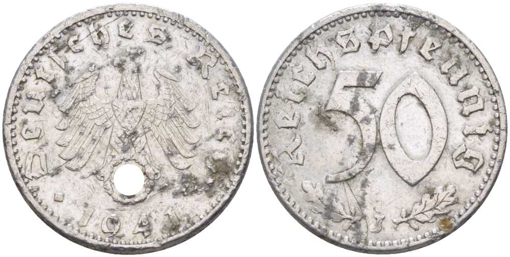 ГЕРМАНИЯ 50 РЕЙХСПФЕННИГОВ 1941 J KM 96, J. 372 алюминий 212-735