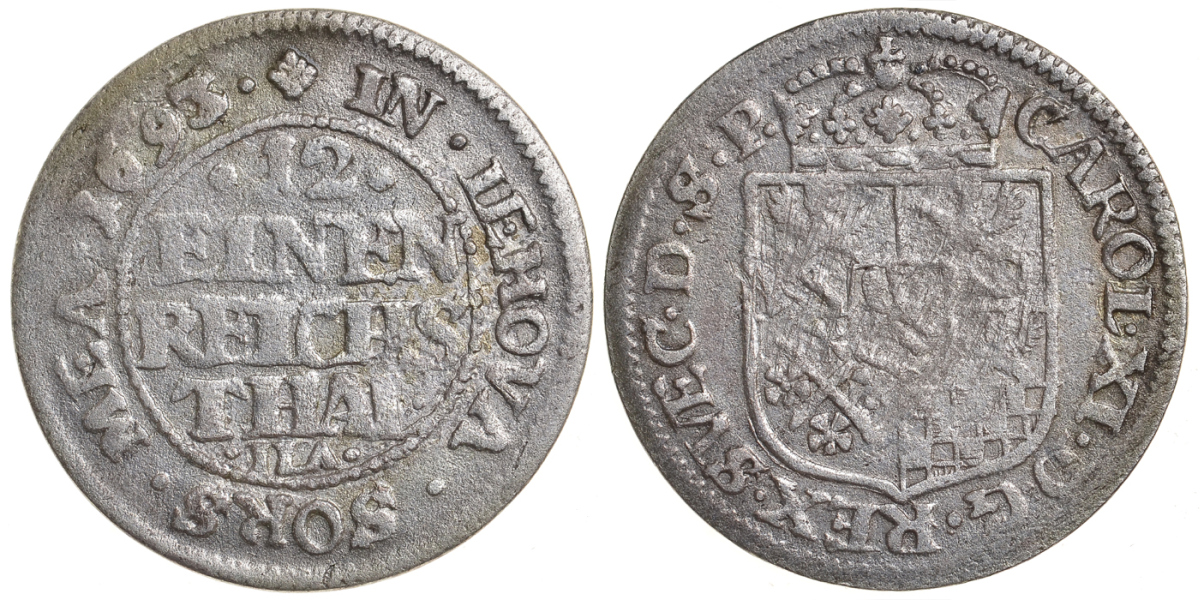 Померания, Шведское правление (Шведская Померания) 1/12 талера 1693 Адольф Фридрих KM 343 серебро 00-816-50