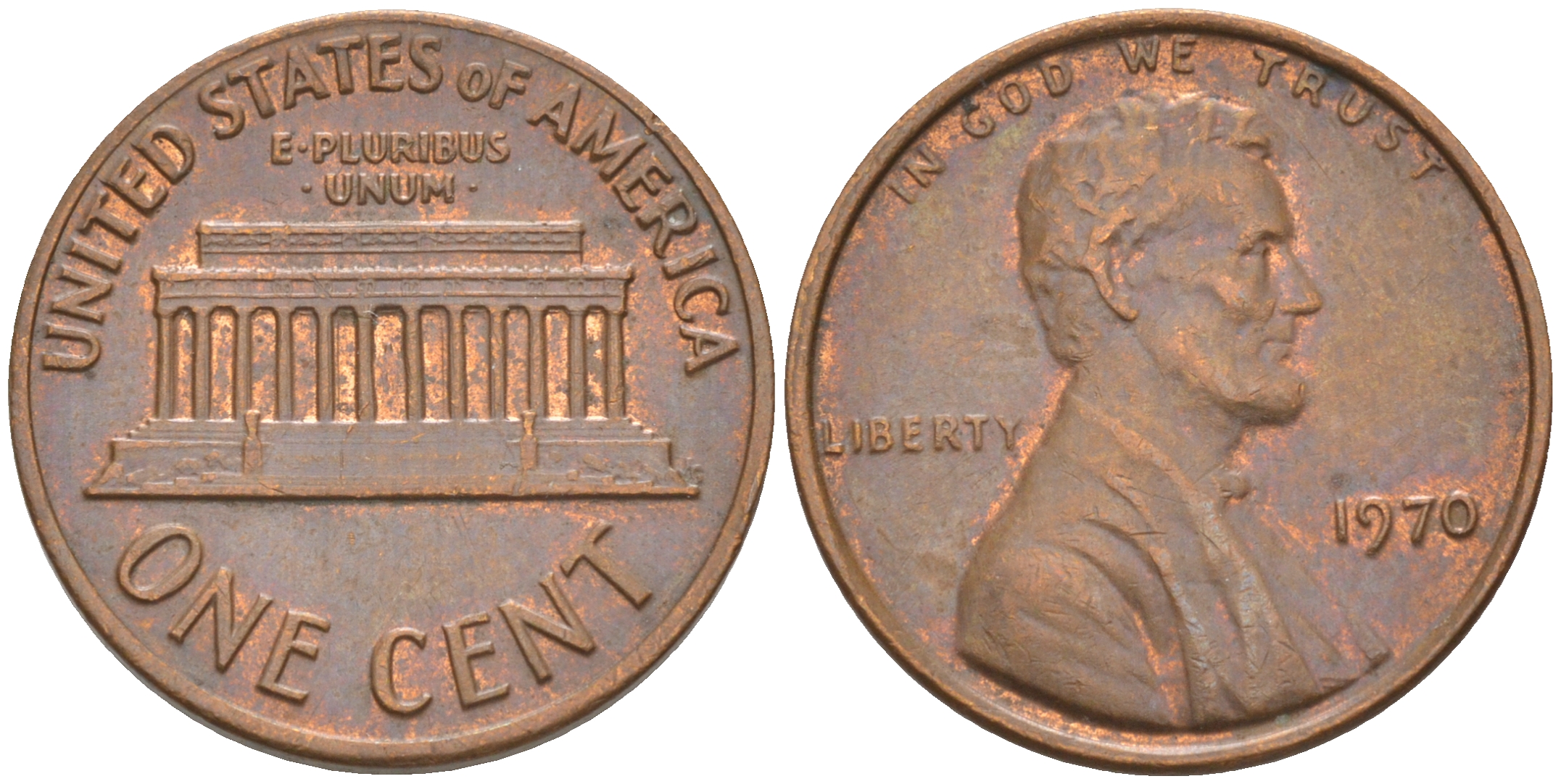 США 1 ЦЕНТ 1970 ЛИНКОЛЬН KM 201 медь цинк 187-1158