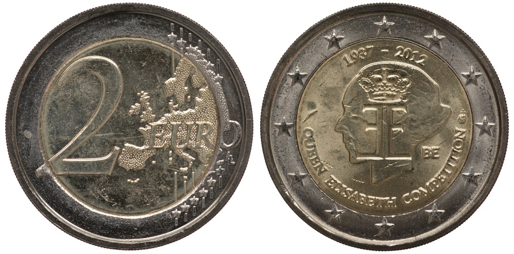 Бельгия 2 евро 2012 75 лет музыкальному конкурсу имени королевы Елизаветы KM 317 биметалл  UNC  M1-03