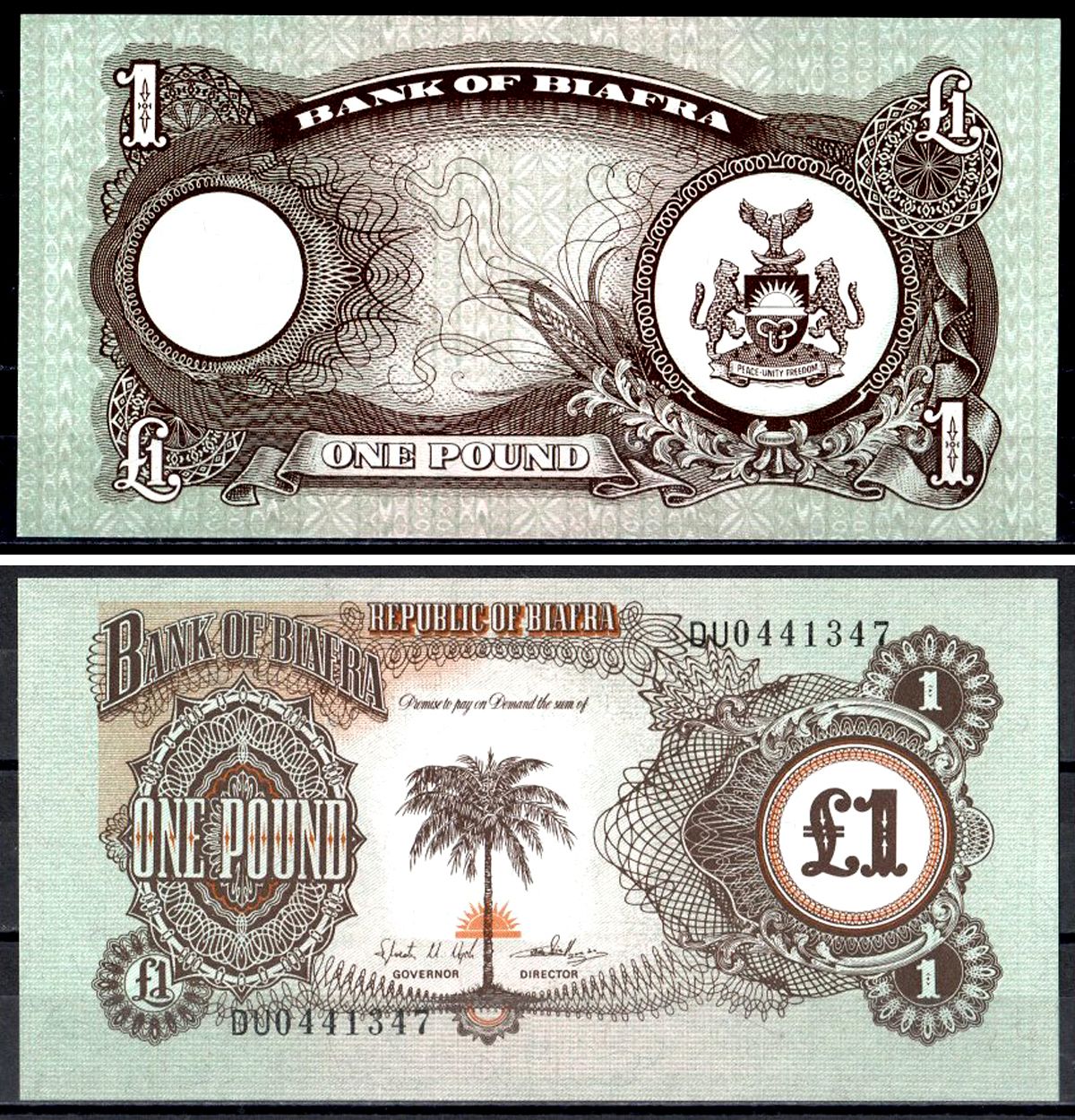 Биафра 1 фунт 1969 Pick 5 a бумага UNC (пресс) 6300-2-3-2