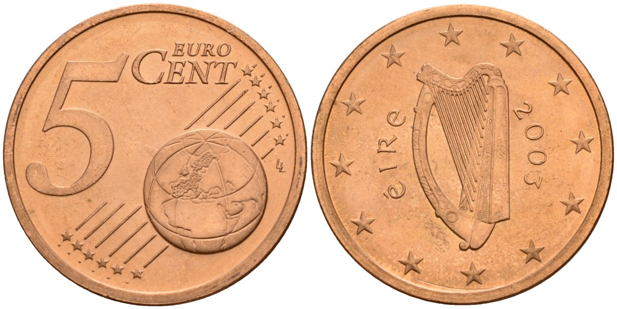 Ирландия 5 евроцентов 2003 KM 34 сталь плакированная медью 4141-325