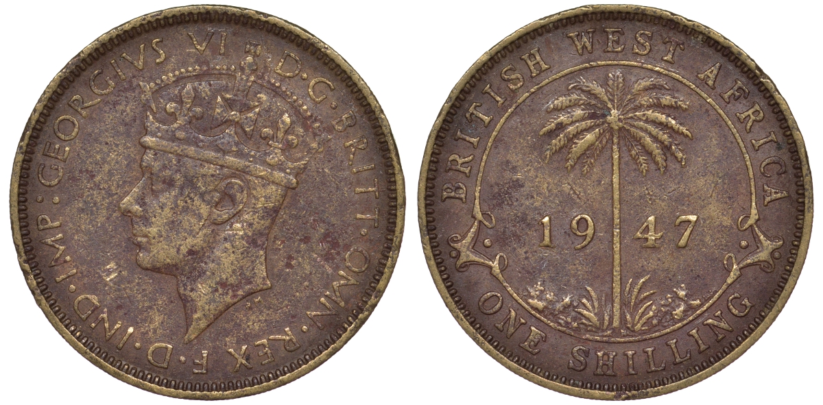 Британская Западная Африка 1 шиллинг 1947 Георг VI KM 23 никель латунь 25-1315