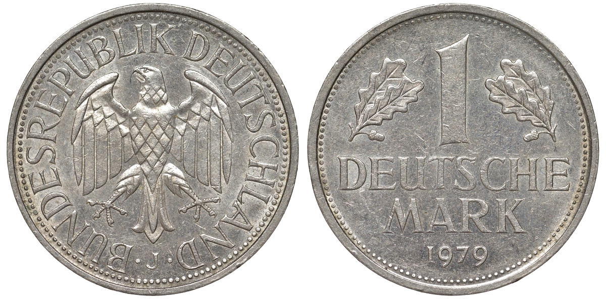 ФРГ 1 марка 1979 J KM 110 медно-никель 51-957