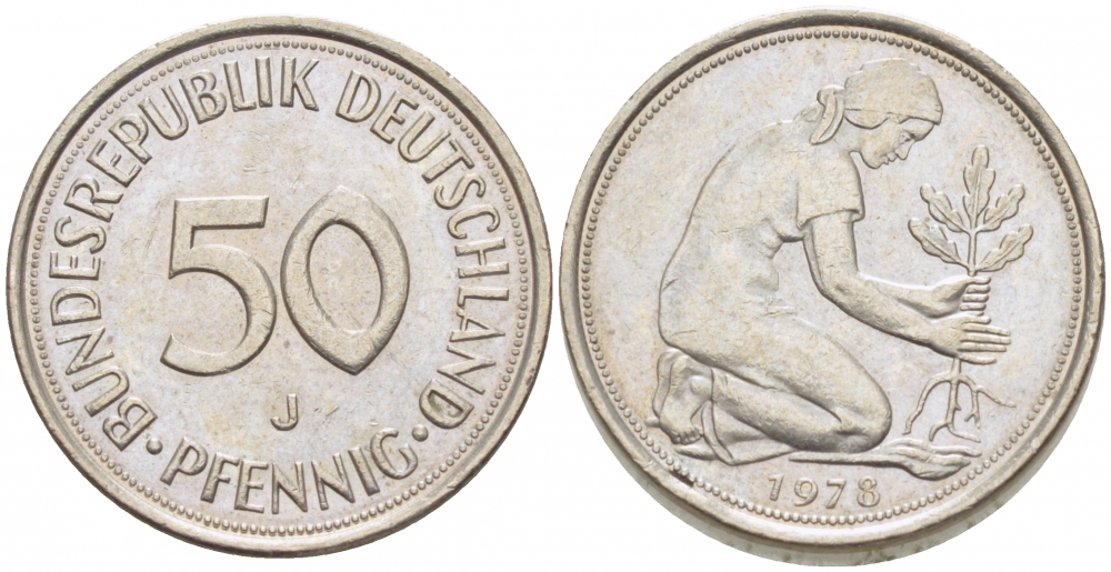 ФРГ 50 ПФЕННИГОВ 1978 J KM 109.2 медно-никель 4392-164