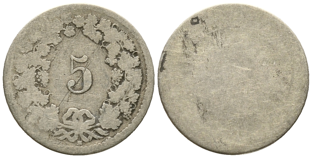 ШВЕЙЦАРИЯ 5 РАППЕНОВ ND KM 5 серебро 100-1237