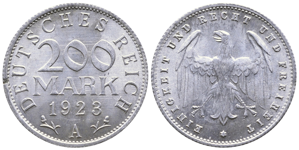 ГЕРМАНИЯ 200 МАРОК 1923 A KM 35, J. 304 алюминий 4380-446