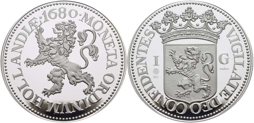 НИДЕРЛАНДЫ МЕДАЛЬ ND 1 ГУЛЬДЕН 1680, ДИАМЕТР 45 ММ., ВЕС 31,33 ГР. серебро PROOF 00-00