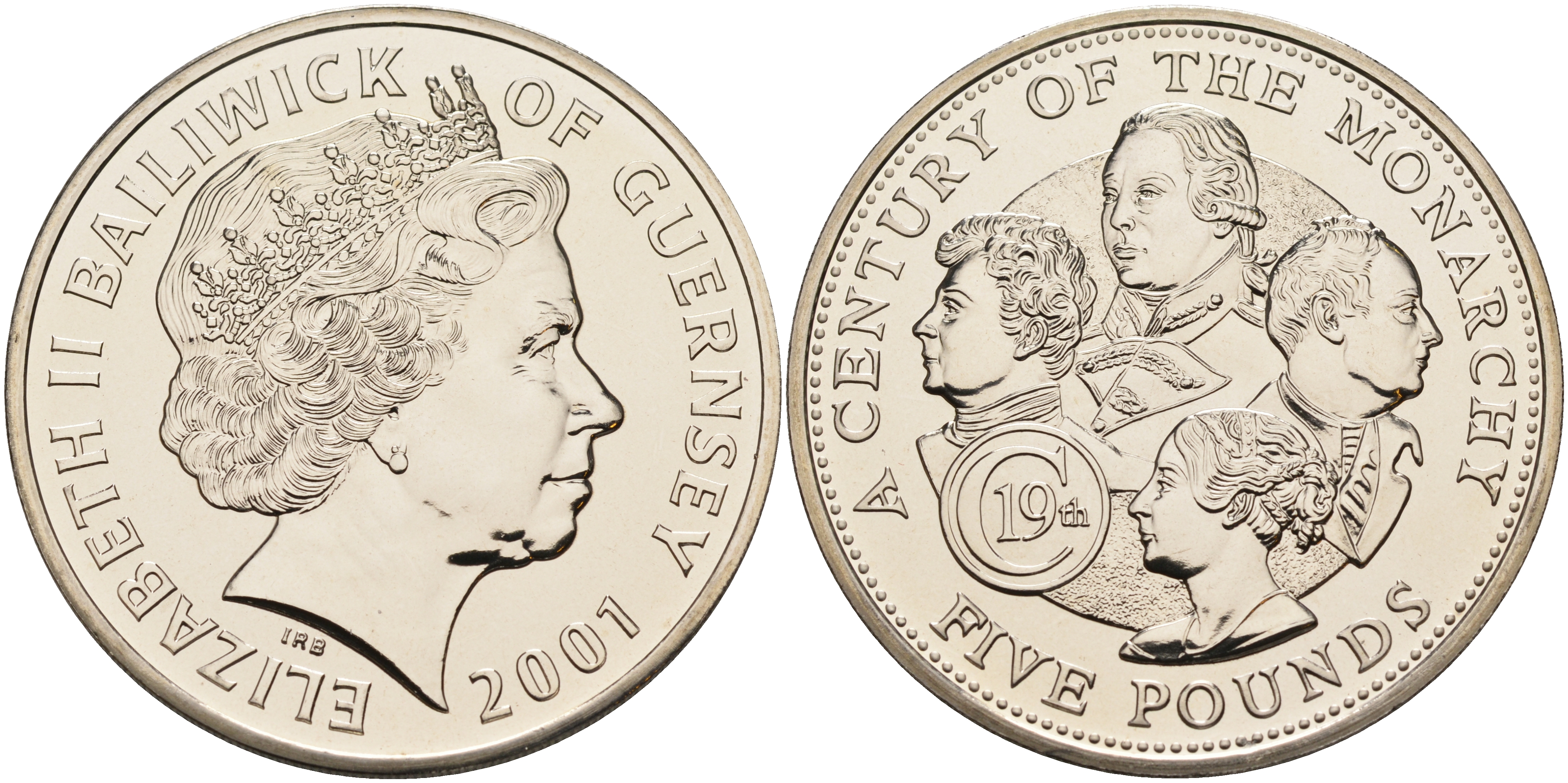 Гернси 5 фунтов 2001 монархи Великобритании, XIX век KM 114 медно-никель UNC 02-116-44
