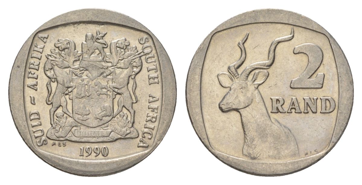 ЮАР 2 ранда 1990 KM 139 медь плакированная никелем 4626-1055
