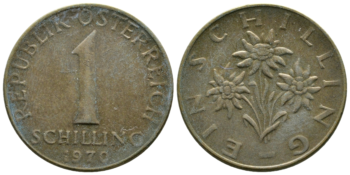 АВСТРИЯ 1 ШИЛЛИНГ 1970 KM 2886 алюминиевая бронза 4381-411