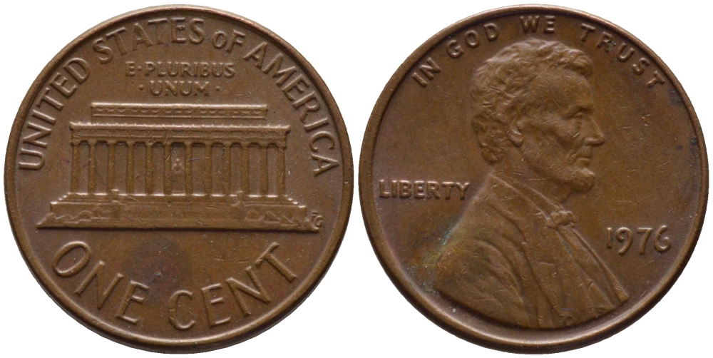 США 1 ЦЕНТ 1976 ЛИНКОЛЬН KM 201 медь цинк 66-1019