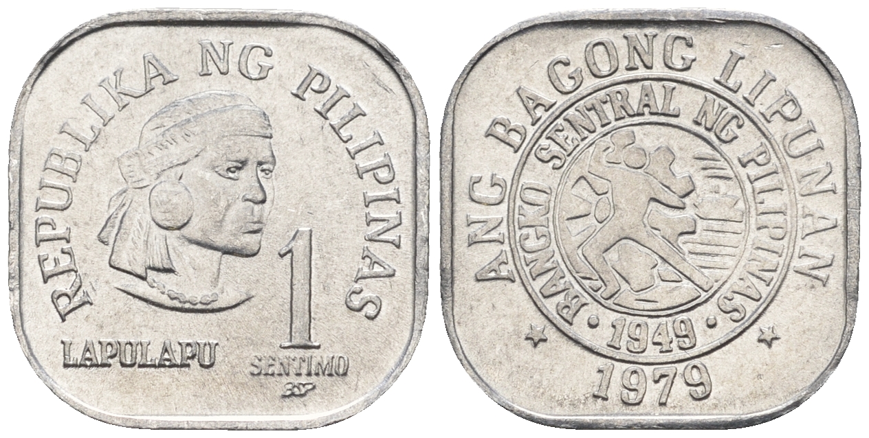 Филиппины 1 сентимо 1979 вождь острова Мактан Лапу-Лапу KM 205 алюминий  UNC  220-1063