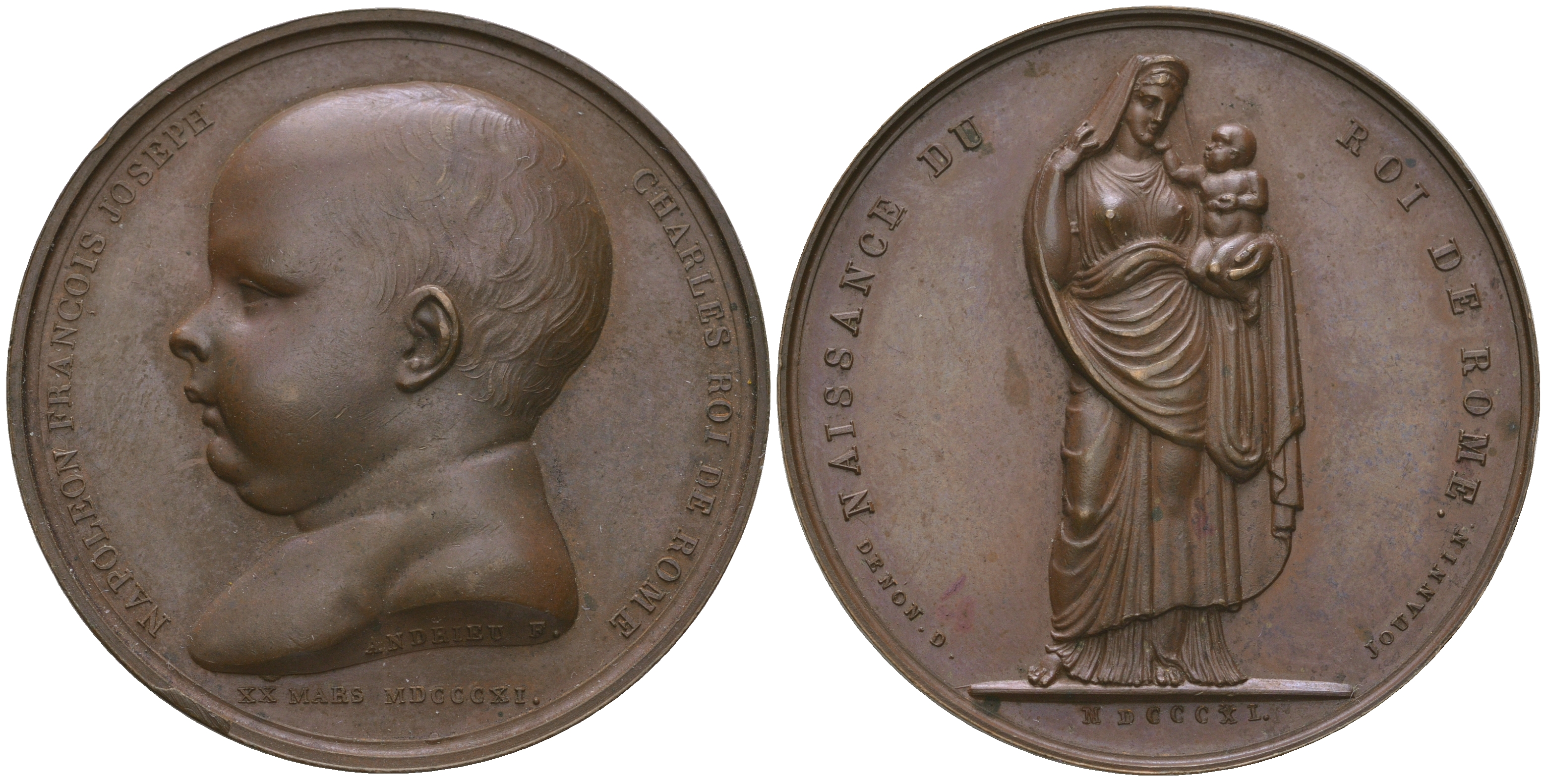 Набор бронзовых французских медалей и медальонов 1810 года. Оригинальный комплект. 0-0-00