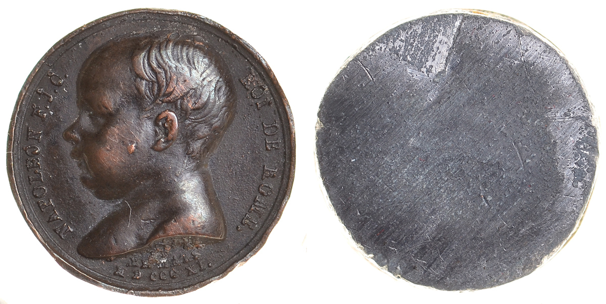 Франция жетон ND Наполеон II, Римский король, диаметр 14 мм, 5,3 гр, односторонний оттиск?      11-264-18