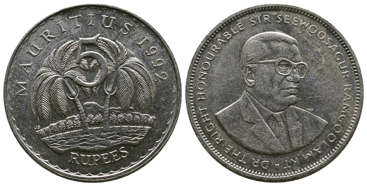 Маврикий 5 рупий 1992 Сивусагур Рамгулам KM 56 медно-никель 4381-312