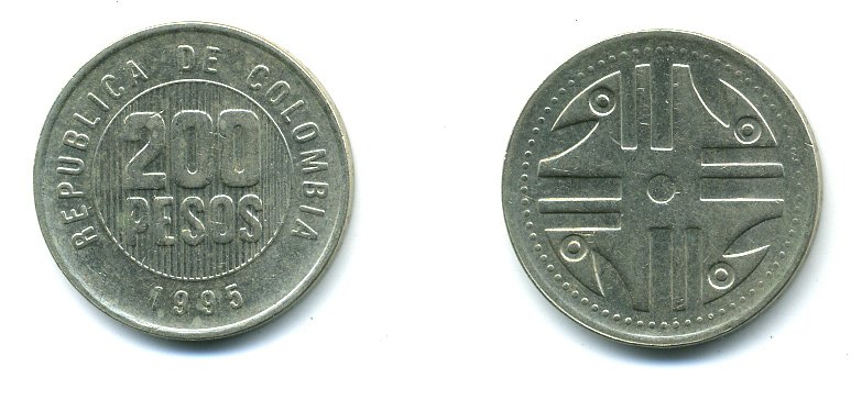 КОЛУМБИЯ 200 ПЕСО 1995 KM 287 медь цинк никель 59-1141