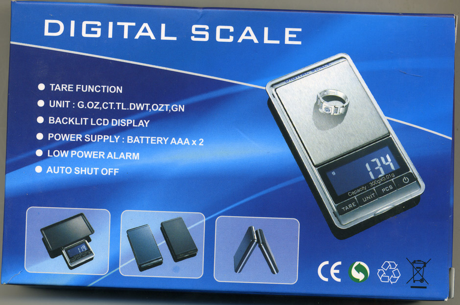 Весы карманные цифровые до 300 грамм, точность измерения - 0,01 гр.