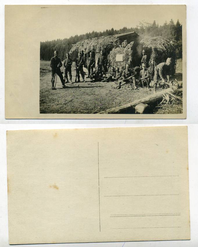 ШВЕЙЦАРИЯ ОТКРЫТКА ND I-АЯ МИРОВАЯ ВОЙНА, СОЛДАТЫ ОБУСТРАИВАЮТ ЛАГЕРЬ бумага 153-21-22