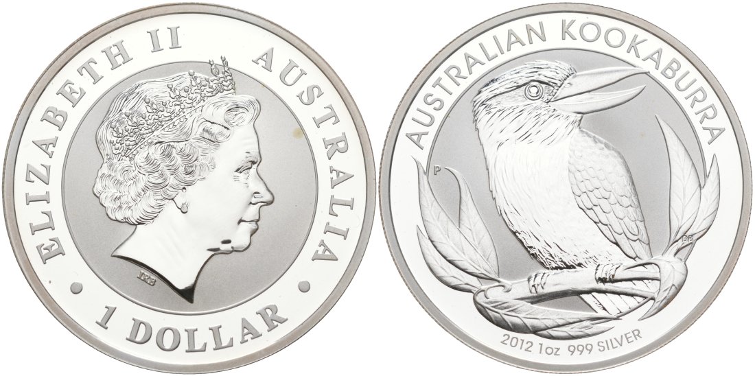 Австралия 1 доллар 2012 кукабара KM NEW серебро PROOF 00-000-00