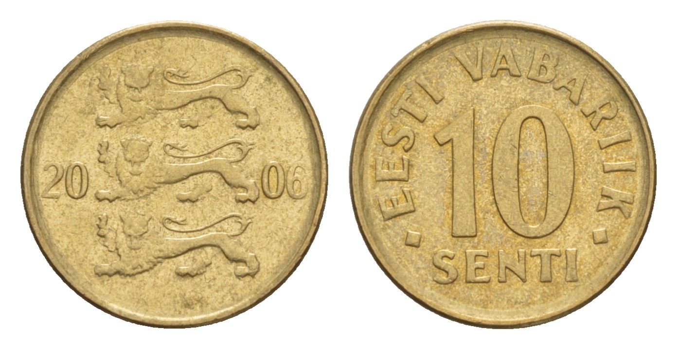 Эстония 10 сентов 2006 KM 22 латунь 4649-212