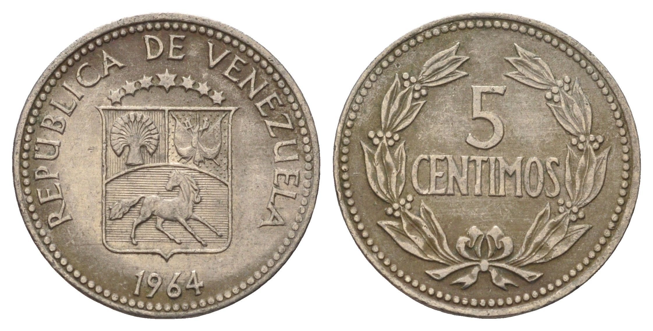 Венесуэла 5 сентимо 1964 Y 38.2 медно-никель 4173-559