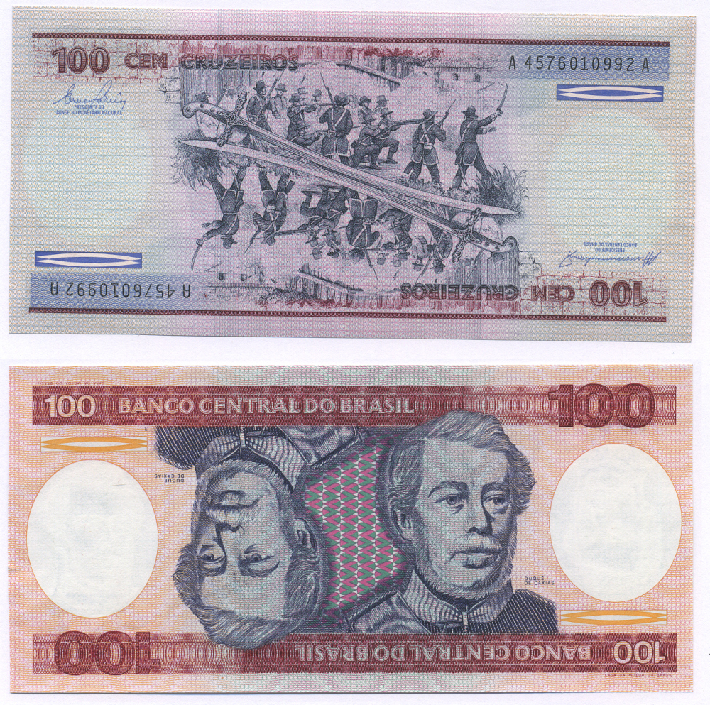 БРАЗИЛИЯ 100 КРУЗЕЙРО 1984 ПОДПИСЬ 21, ГЕОРЦОГ КАКСИАС Pick 198b бумага aUNC 6294-87-5