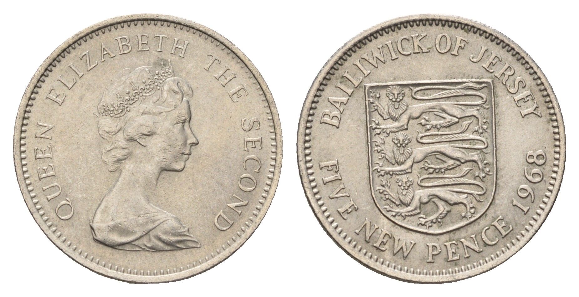 Джерси 5 пенсов 1968 герб, Елизавета II (1952-2022) KM 32 медно-никель UNC 4595-1236