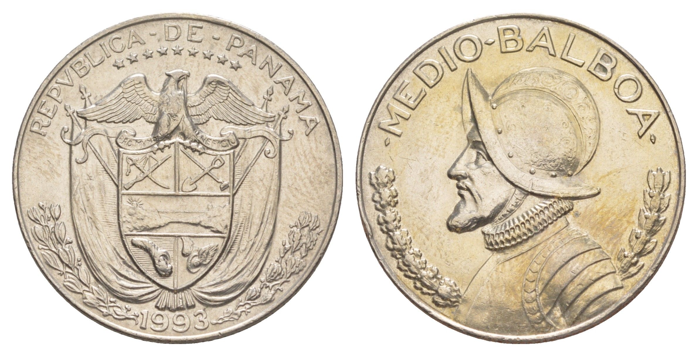 Панама 1/2 бальбоа (50 сентесимо) 1993 редкий год KM 12b медь плакированная медно-никелем 4645-126