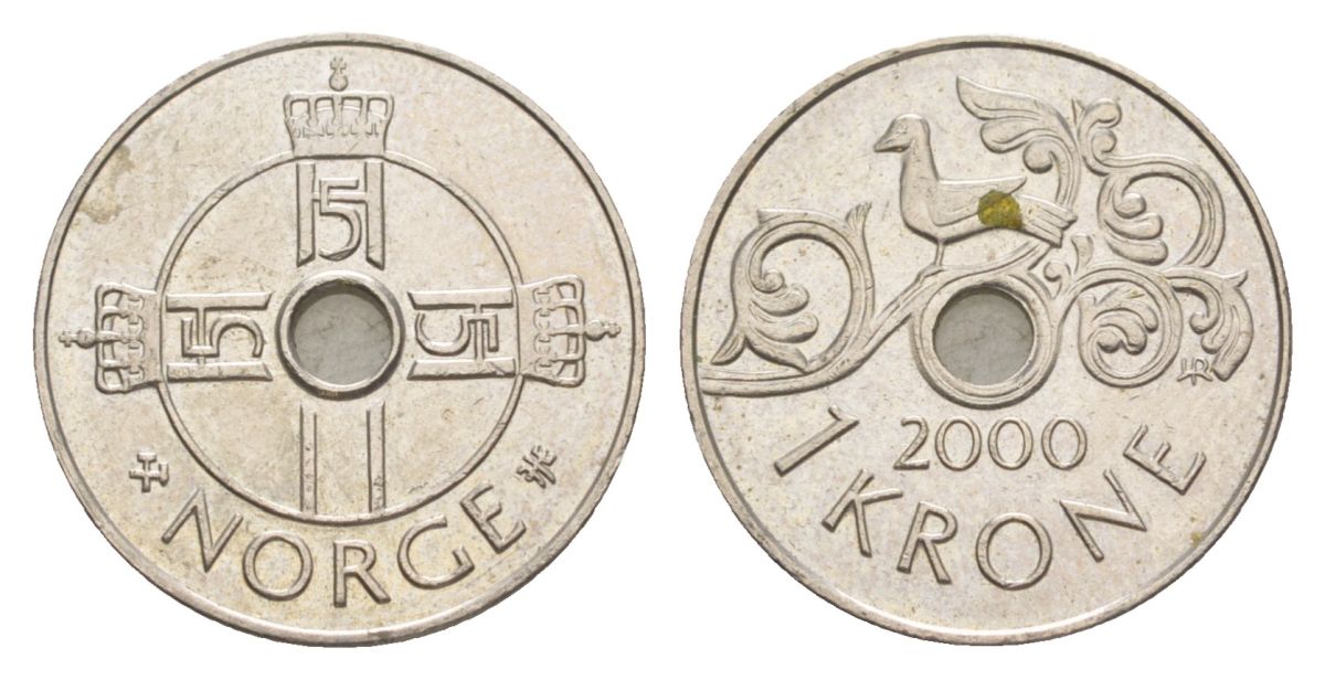 Норвегия 1 крона 2000 Харальд V (1991-) KM 462 медно-никель 4635-736