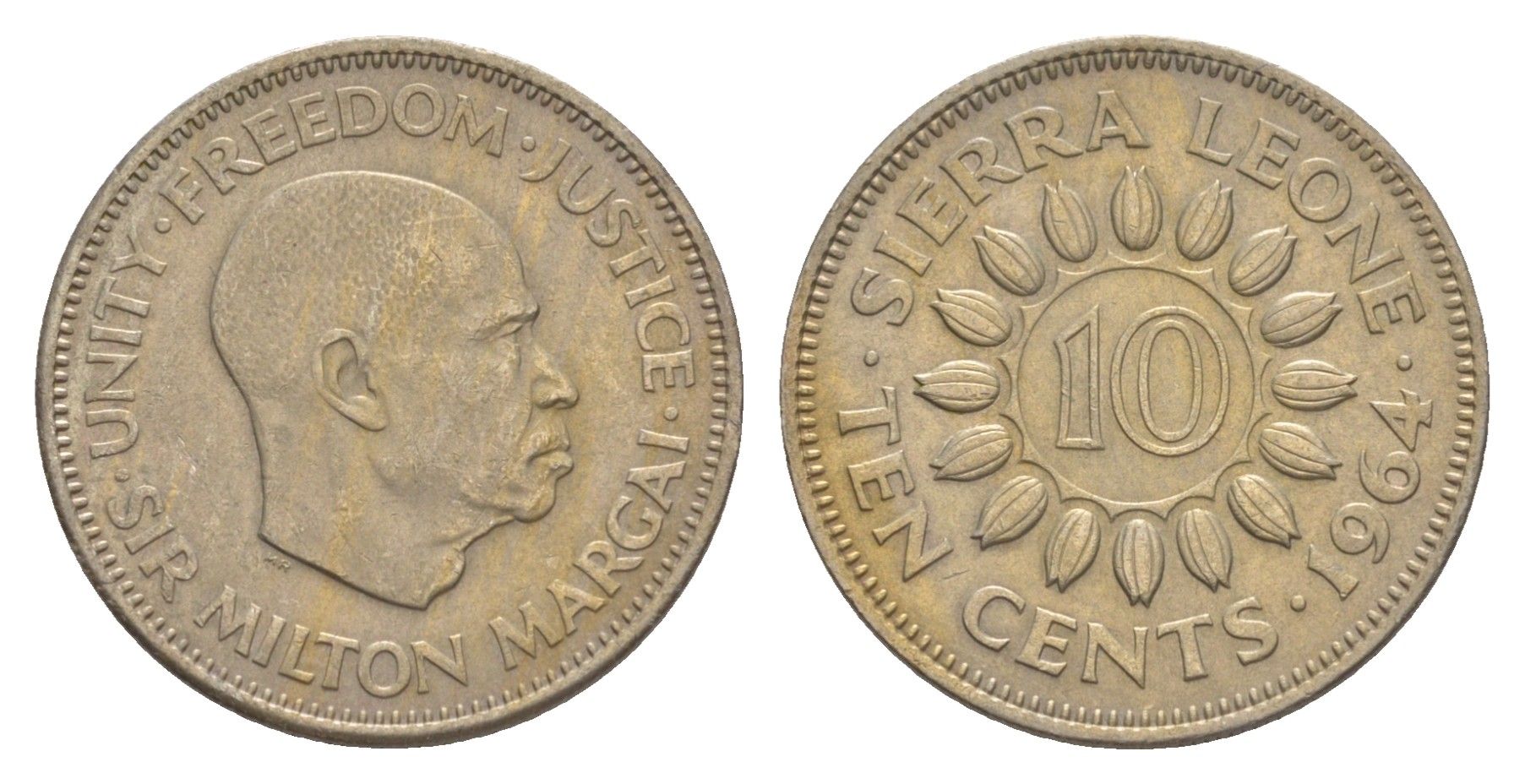 Сьерра-Леоне 10 центов 1964 KM 19 медно-никель 4641-1156