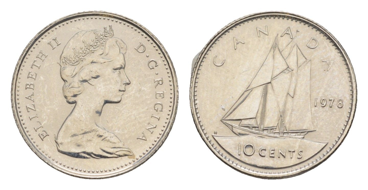Канада 10 центов 1978 Елизавета II (1952-2022), парусник KM 77 никель PROOF-LIKE (BU) 4630-968