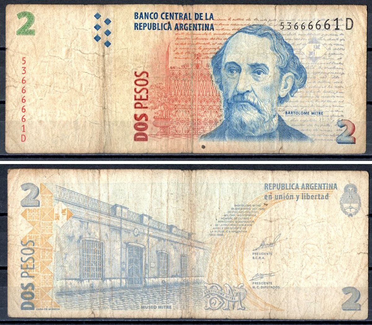 Аргентина 2 песо 2002 Pick 352 (1) бумага 6300-11-1-2
