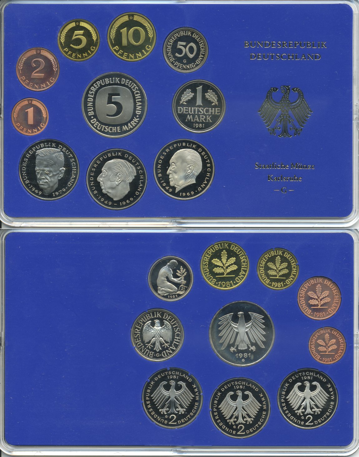 ФРГ НАБОР ИЗ 9 МОНЕТ 1981 G ОФИЦИАЛЬНЫЙ НАБОР В ПЛАСТИКЕ PROOF 00-00