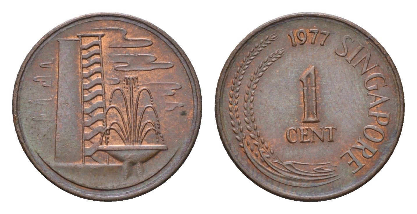 Сингапур 1 цент 1977 KM 1a сталь плакированная медью 4549-529