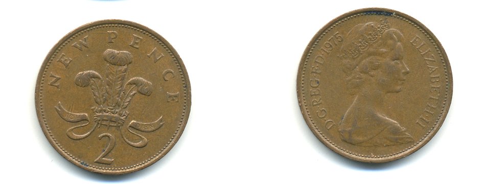 Великобритания 2 пенса 1975 Елизавета II (1952-2022) KM 916, Spink 4235 (C1) бронза 59-1422