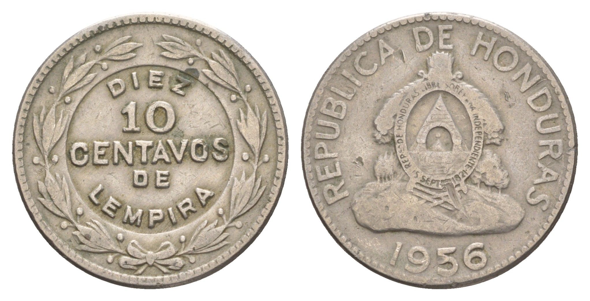 Гондурас 10 сентаво 1956 KM 76.1 медно-никель 4654-621