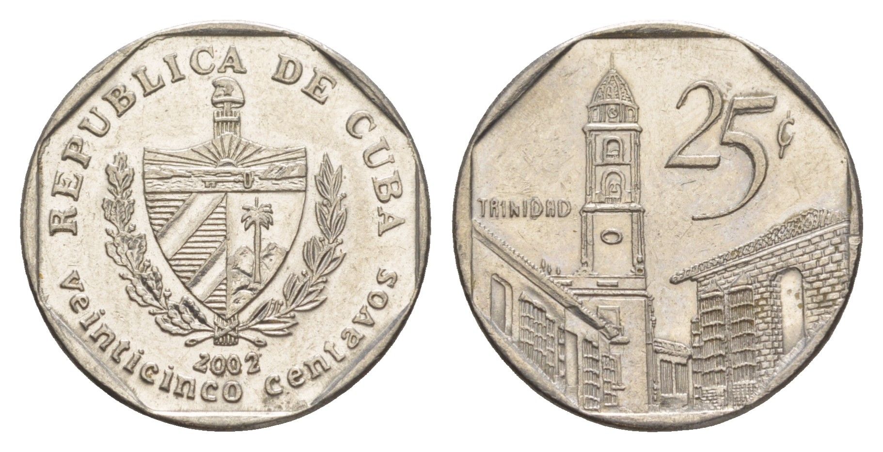 Куба 25 сентаво 2002 площадь в Тринидаде KM 577.2 сталь плакированная никелем 4646-424
