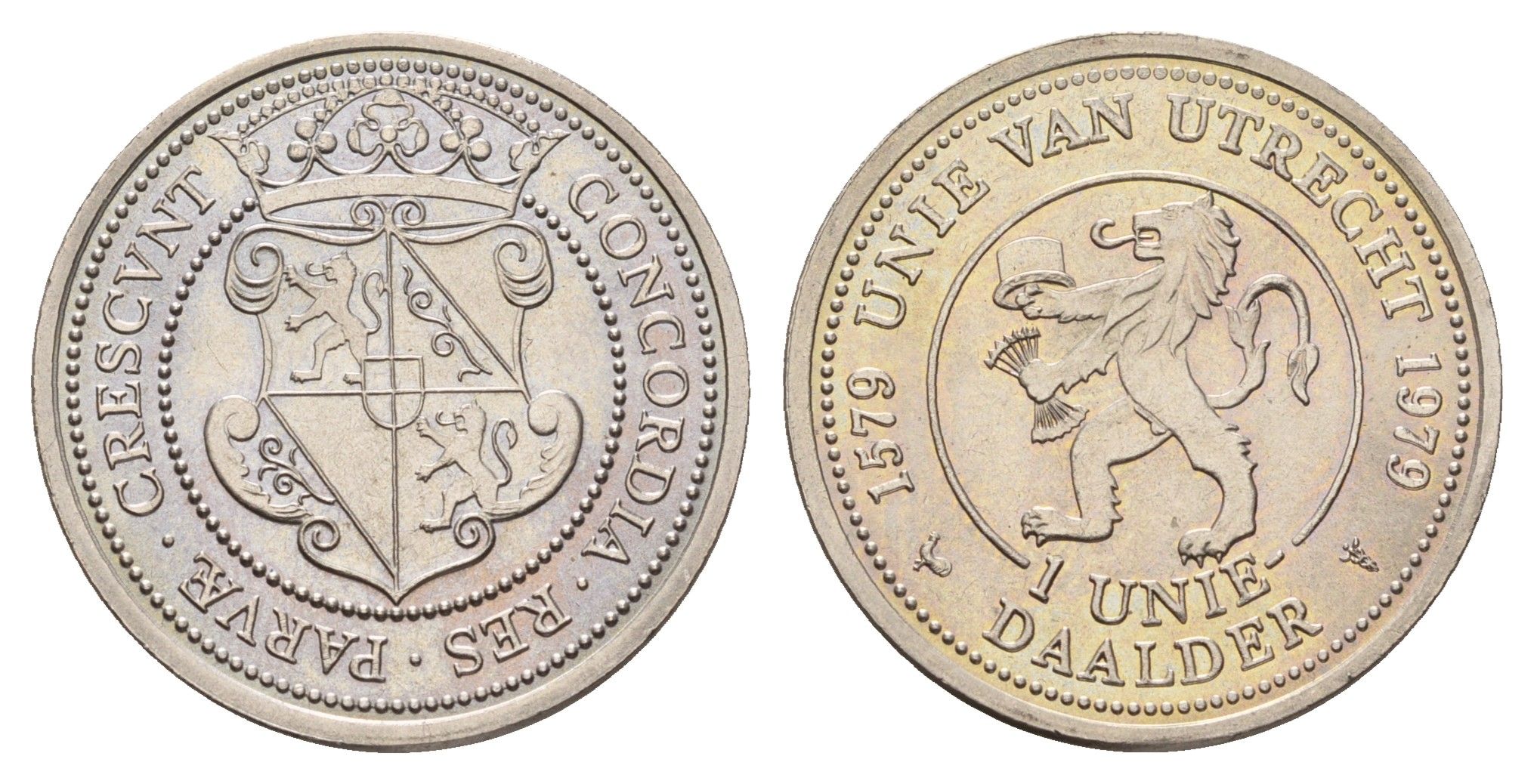 Нидерланды муниципальный жетон - 1 даалдер 1979 400 лет Утрехтскому союзу медно-никель UNC 210-157