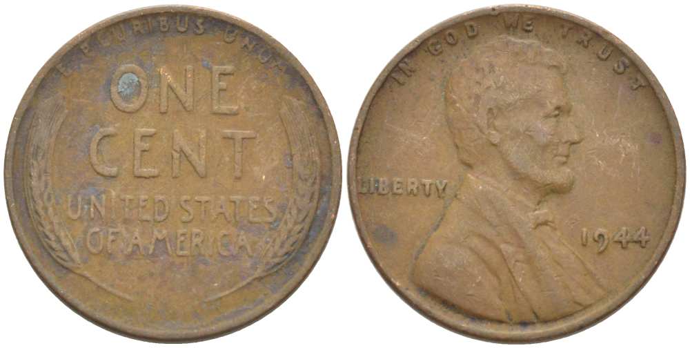 США 1 ЦЕНТ 1944 ЛИНКОЛЬН KM А132 медь цинк 218-923