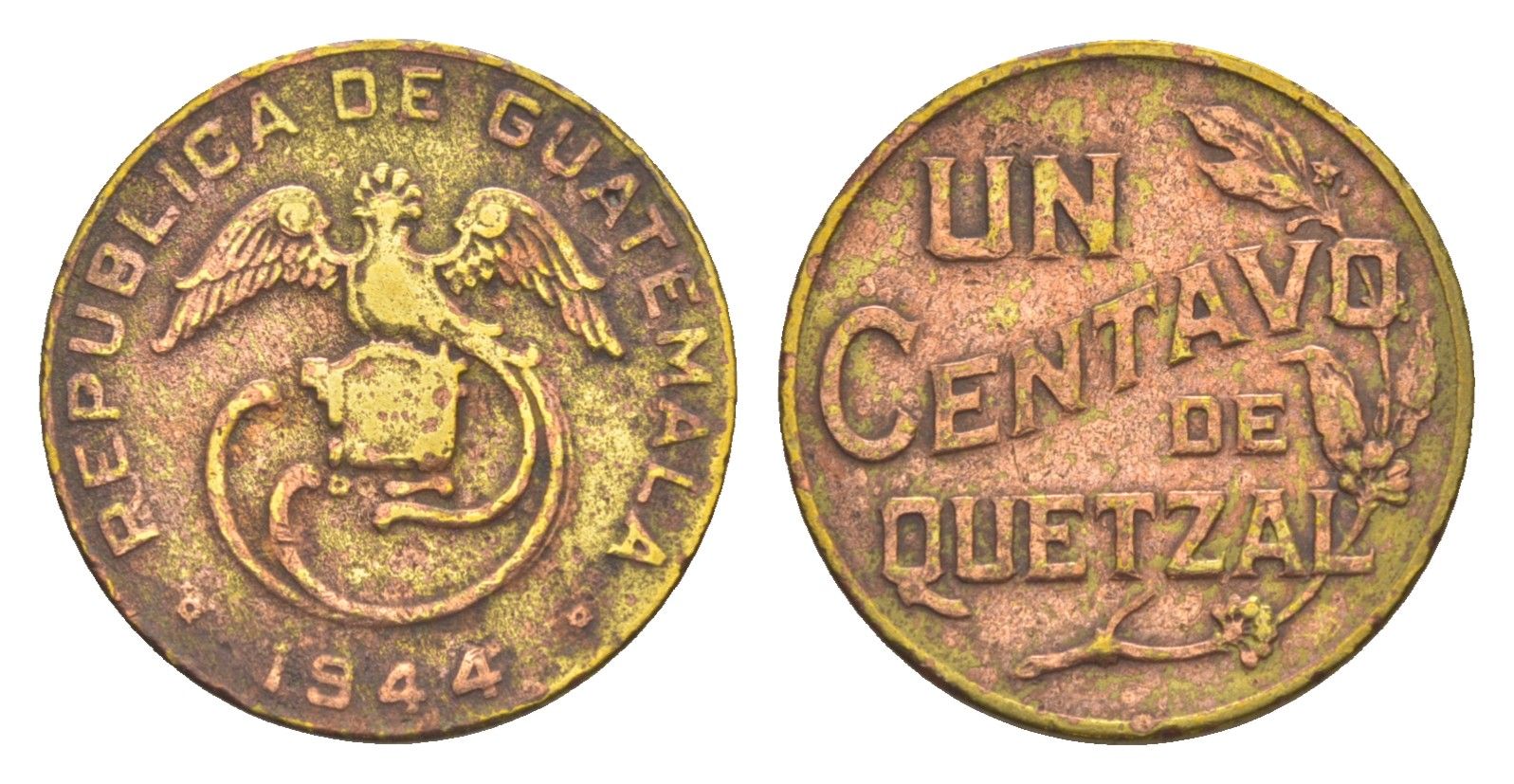 Гватемала 1 сентаво 1944 KM 251 латунь 4644-254