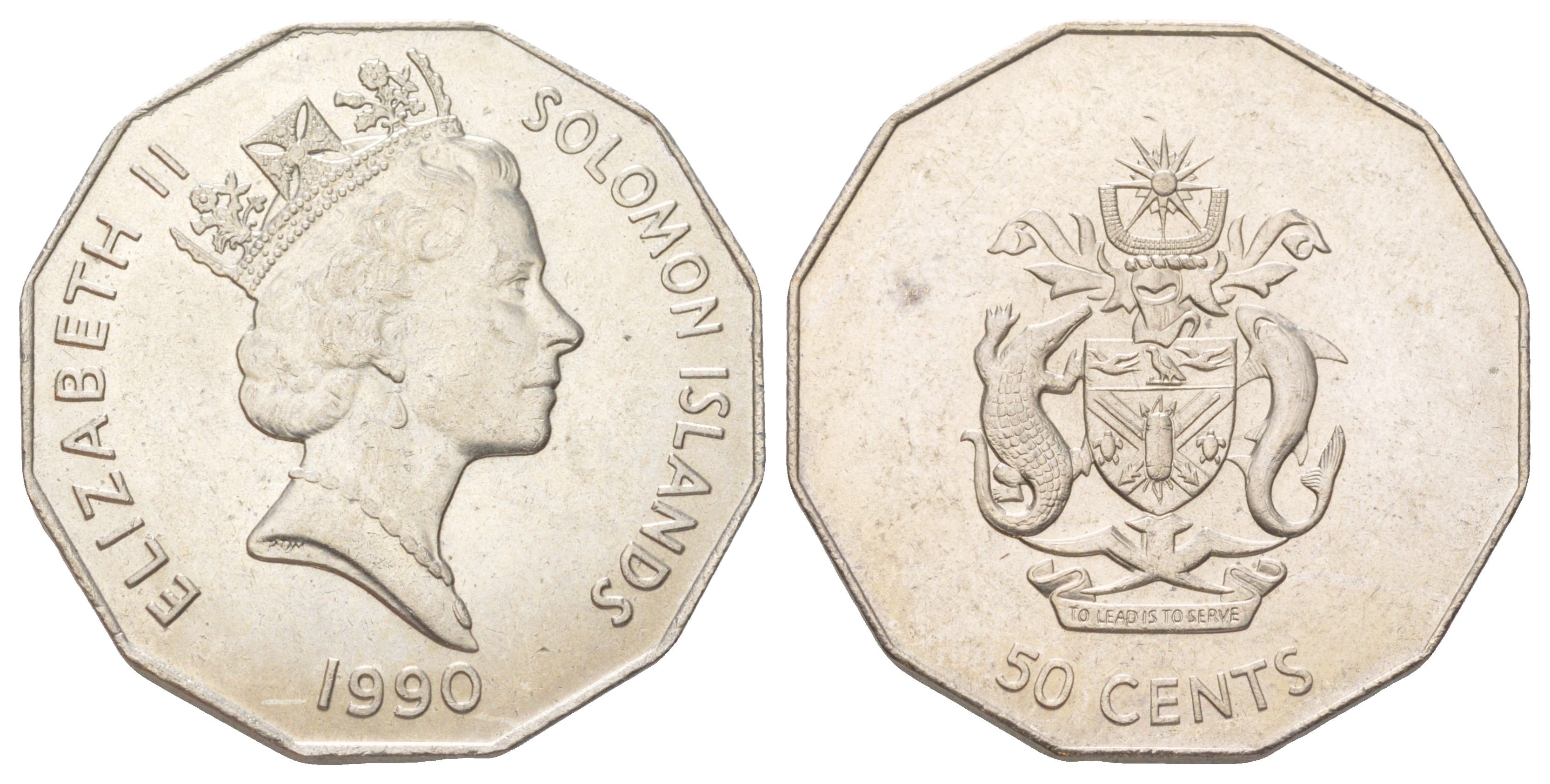 Соломоновы Острова 50 центов 1990 KM 29 медно-никель UNC 4624-122