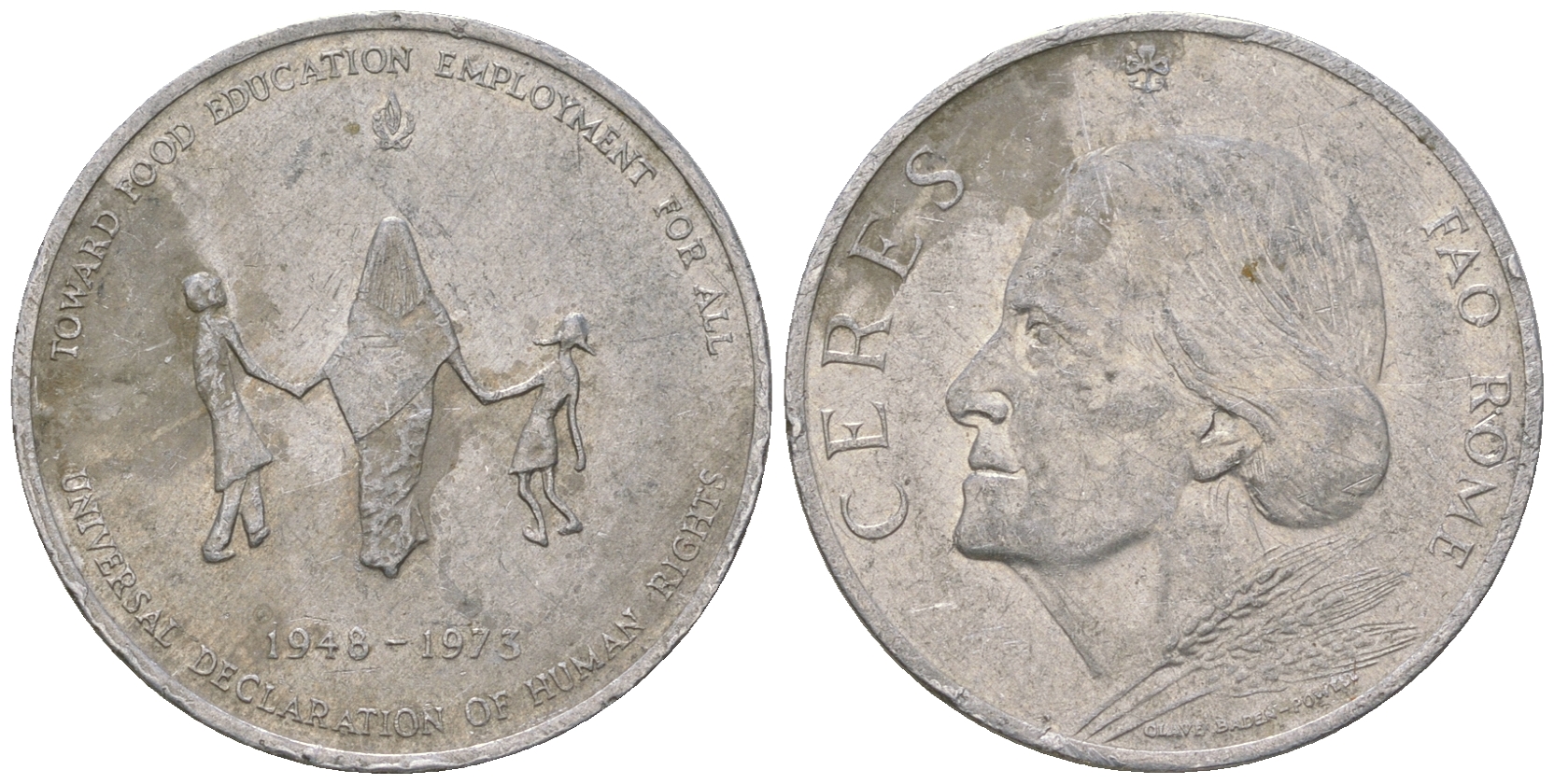 Италия жетон 1973 25 лет FAO  алюминий    4576-643